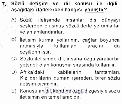 Sözlü ve Sözsüz İletişim 2014 - 2015 Ara Sınavı 7.Soru