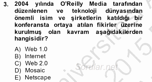Sosyal Medya 2014 - 2015 Ara Sınavı 3.Soru