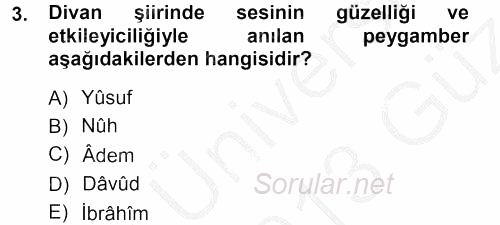Eski Türk Edebiyatına Giriş: Biçim ve Ölçü 2012 - 2013 Ara Sınavı 3.Soru