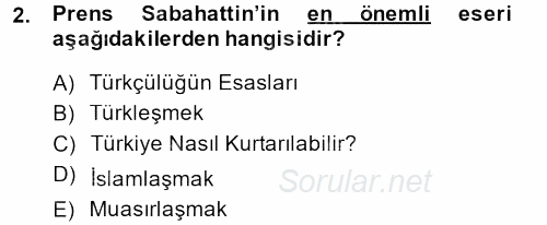 Türk Sosyologları 2013 - 2014 Tek Ders Sınavı 2.Soru
