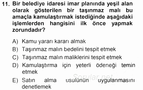 İdare Hukukuna Giriş 2012 - 2013 Ara Sınavı 11.Soru