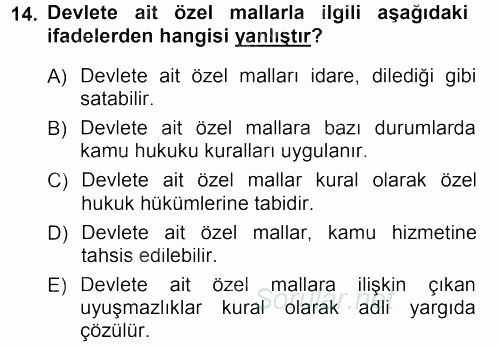 İdare Hukukuna Giriş 2012 - 2013 Ara Sınavı 14.Soru
