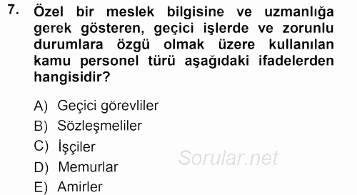 İdare Hukukuna Giriş 2012 - 2013 Ara Sınavı 7.Soru
