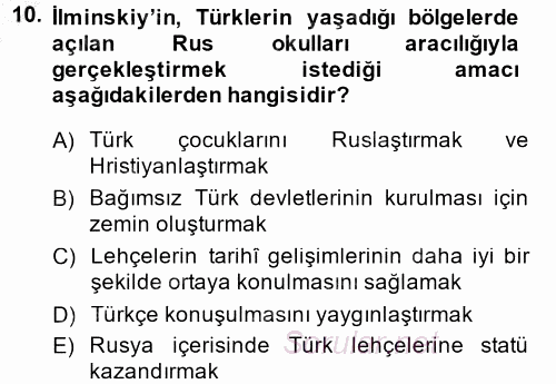 Çağdaş Türk Yazı Dilleri 1 2014 - 2015 Ara Sınavı 10.Soru