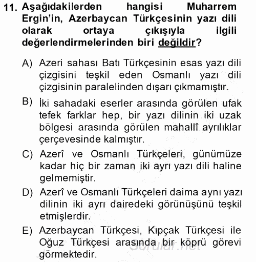 Çağdaş Türk Yazı Dilleri 1 2014 - 2015 Ara Sınavı 11.Soru