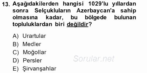 Çağdaş Türk Yazı Dilleri 1 2014 - 2015 Ara Sınavı 13.Soru