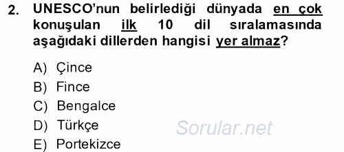 Çağdaş Türk Yazı Dilleri 1 2014 - 2015 Ara Sınavı 2.Soru