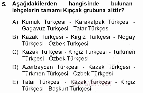 Çağdaş Türk Yazı Dilleri 1 2014 - 2015 Ara Sınavı 5.Soru