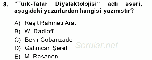 Çağdaş Türk Yazı Dilleri 1 2014 - 2015 Ara Sınavı 8.Soru