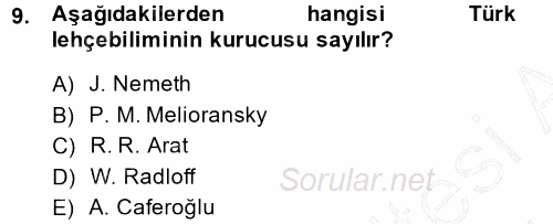 Çağdaş Türk Yazı Dilleri 1 2014 - 2015 Ara Sınavı 9.Soru
