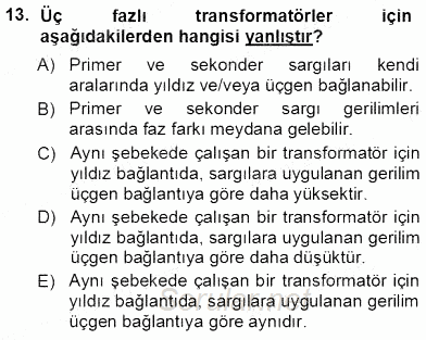 Elektrik Makinaları 2012 - 2013 Ara Sınavı 13.Soru