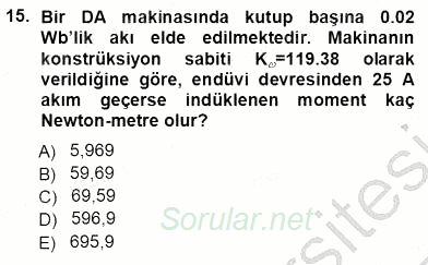 Elektrik Makinaları 2012 - 2013 Ara Sınavı 15.Soru