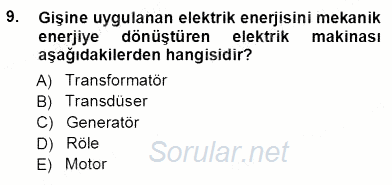Elektrik Makinaları 2012 - 2013 Ara Sınavı 9.Soru