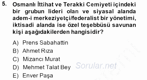 Türk Siyasal Hayatı 2013 - 2014 Ara Sınavı 5.Soru