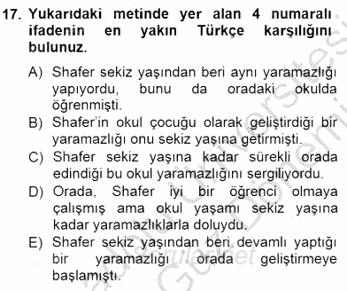Çeviri (İng/Türk) 2012 - 2013 Dönem Sonu Sınavı 17.Soru