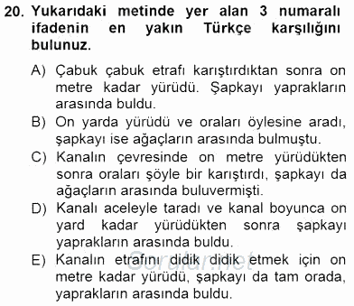 Çeviri (İng/Türk) 2012 - 2013 Dönem Sonu Sınavı 20.Soru
