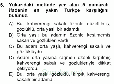 Çeviri (İng/Türk) 2012 - 2013 Dönem Sonu Sınavı 5.Soru