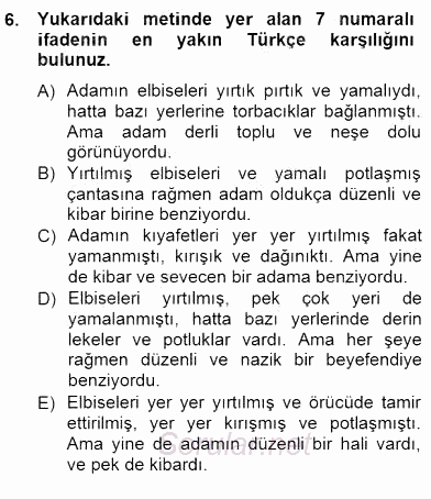 Çeviri (İng/Türk) 2012 - 2013 Dönem Sonu Sınavı 6.Soru
