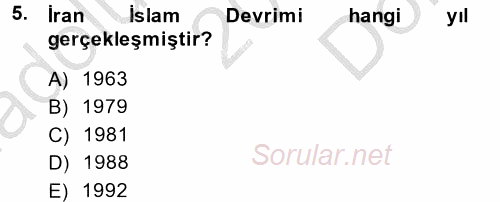 Diş Politika Analizi 2014 - 2015 Dönem Sonu Sınavı 5.Soru