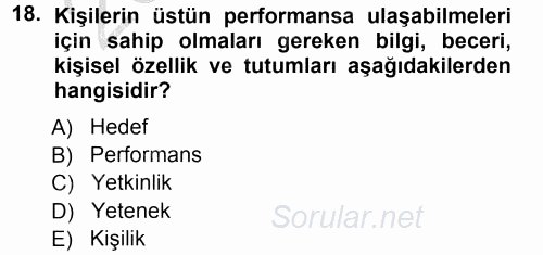 Performans ve Kariyer Yönetimi 2012 - 2013 Ara Sınavı 18.Soru