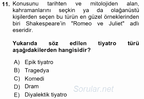 Türk Dili 2 2015 - 2016 Dönem Sonu Sınavı 11.Soru