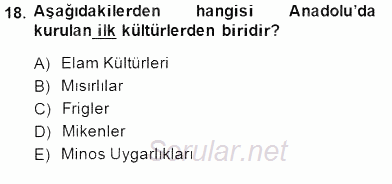 Türk Kültür Tarihi 2014 - 2015 Ara Sınavı 18.Soru