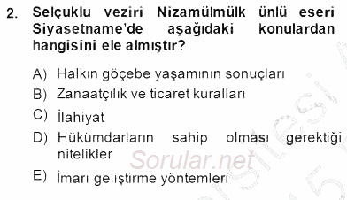 Türk Kültür Tarihi 2014 - 2015 Ara Sınavı 2.Soru