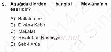 Türk Kültür Tarihi 2014 - 2015 Ara Sınavı 9.Soru