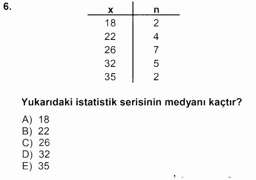 Tıbbi İstatistik 2014 - 2015 Dönem Sonu Sınavı 6.Soru