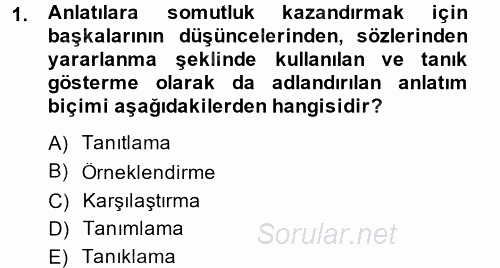Türk Dili 2 2013 - 2014 Ara Sınavı 1.Soru