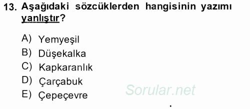 Türk Dili 2 2013 - 2014 Ara Sınavı 13.Soru
