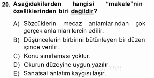 Türk Dili 2 2013 - 2014 Ara Sınavı 20.Soru
