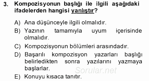 Türk Dili 2 2013 - 2014 Ara Sınavı 3.Soru