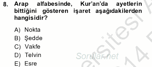 Türk Dili 2 2013 - 2014 Ara Sınavı 8.Soru