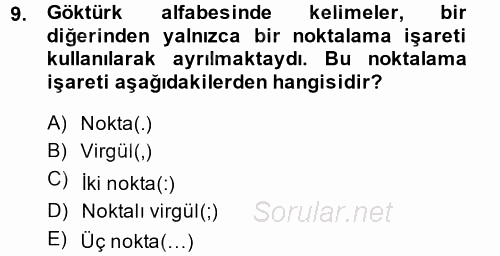 Türk Dili 2 2013 - 2014 Ara Sınavı 9.Soru