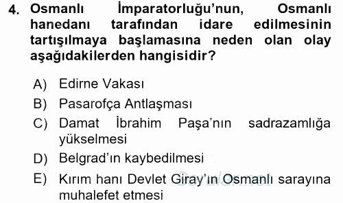 XVIII. Yüzyıl Türk Edebiyatı 2016 - 2017 3 Ders Sınavı 4.Soru