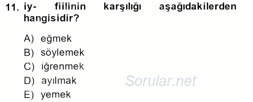Çağdaş Türk Yazı Dilleri 1 2014 - 2015 Dönem Sonu Sınavı 11.Soru