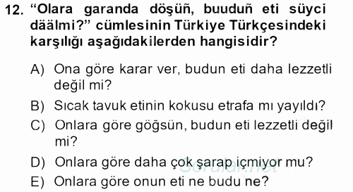 Çağdaş Türk Yazı Dilleri 1 2014 - 2015 Dönem Sonu Sınavı 12.Soru