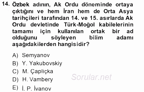 Çağdaş Türk Yazı Dilleri 1 2014 - 2015 Dönem Sonu Sınavı 14.Soru
