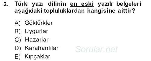 Çağdaş Türk Yazı Dilleri 1 2014 - 2015 Dönem Sonu Sınavı 2.Soru