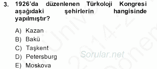 Çağdaş Türk Yazı Dilleri 1 2014 - 2015 Dönem Sonu Sınavı 3.Soru