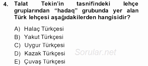 Çağdaş Türk Yazı Dilleri 1 2014 - 2015 Dönem Sonu Sınavı 4.Soru
