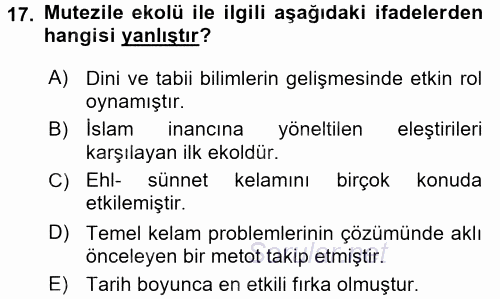 Kelam'A Giriş 2016 - 2017 Ara Sınavı 17.Soru