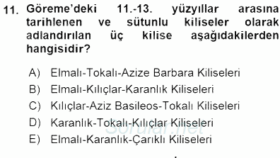 Türkiye´nin Kültürel Mirası 1 2015 - 2016 Ara Sınavı 11.Soru