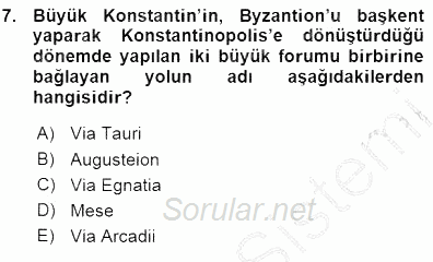 Türkiye´nin Kültürel Mirası 1 2015 - 2016 Ara Sınavı 7.Soru