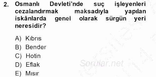Osmanlı´da İskan ve Göç 2013 - 2014 Ara Sınavı 2.Soru