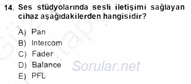 Radyo ve Televizyon Tekniği 2014 - 2015 Ara Sınavı 14.Soru