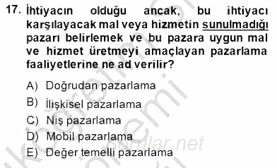 Turistik Alanlarda Mekan Tasarımı 2014 - 2015 Ara Sınavı 17.Soru