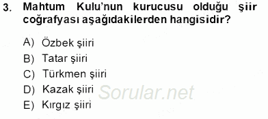 XVI-XIX. Yüzyıllar Türk Dili 2014 - 2015 Ara Sınavı 3.Soru