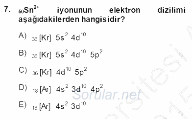 Genel Kimya 1 2014 - 2015 Dönem Sonu Sınavı 7.Soru